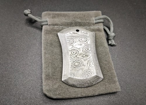 Damascus steel dog tag pendant - dog,
